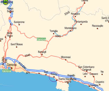 Per giungere a Recco, prendere l'autostrada Genova - Livorno, ed uscire a Recco.